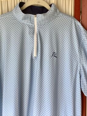 Rhoback Mens Pullover 1/4 Zip Golf Shirt Blue Polka Dot Size XL
